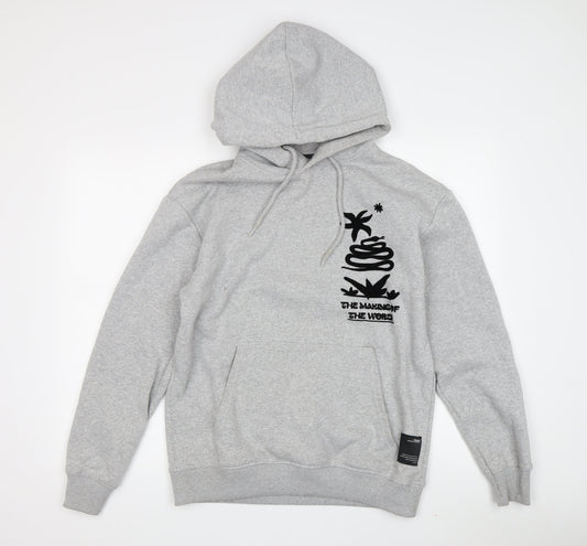 Pull&Bear Men's Grey Hoodie XS - Graphic Print Pullover