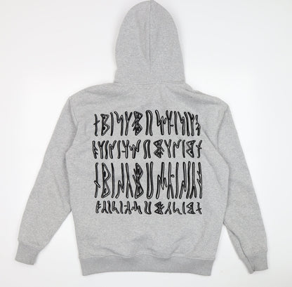 Pull&Bear Men's Grey Hoodie XS - Graphic Print Pullover