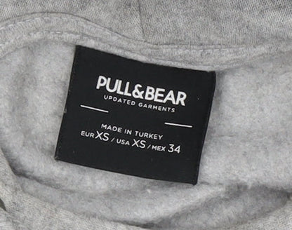 Pull&Bear Men's Grey Hoodie XS - Graphic Print Pullover