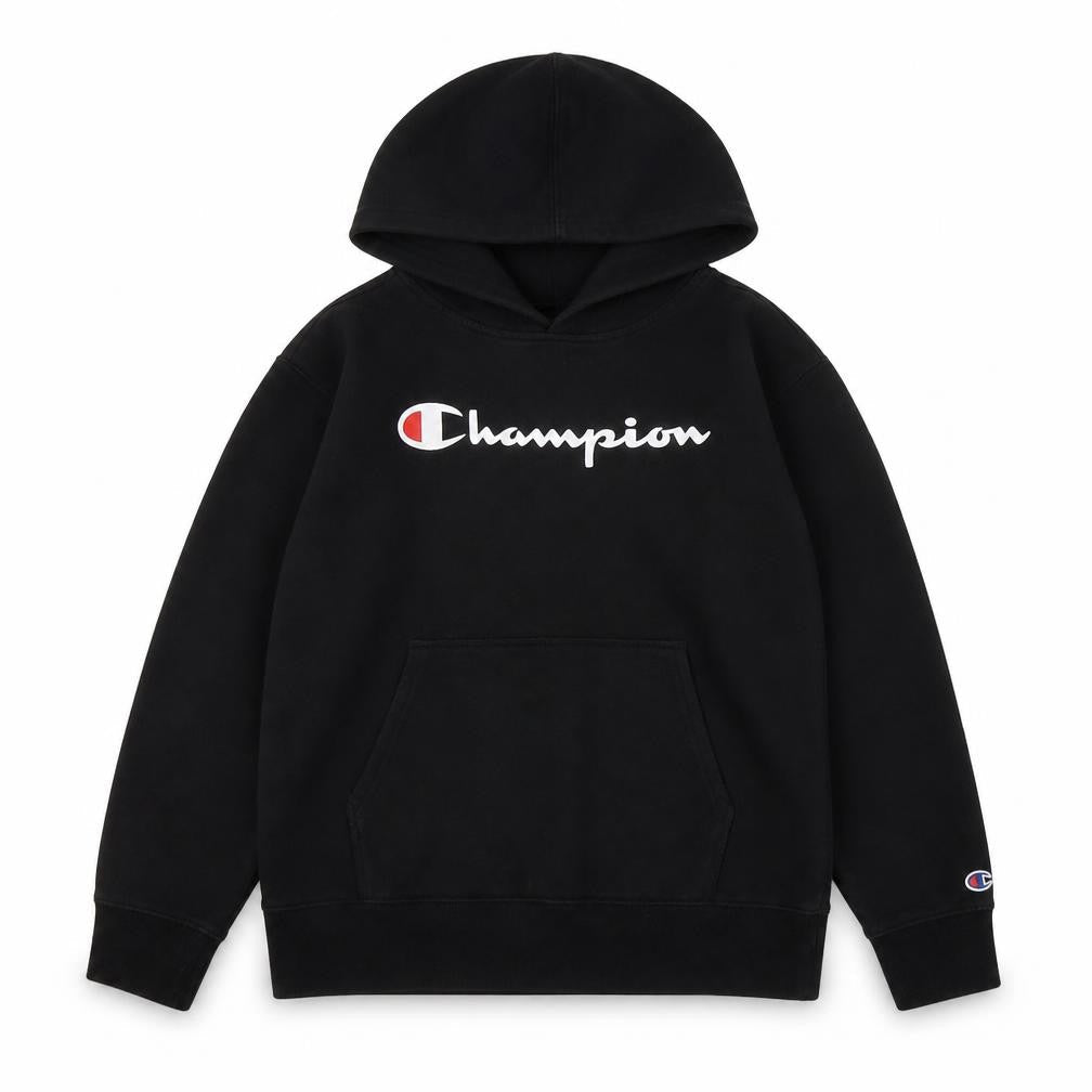 Champion Boys Black Hoodie L Pullover Logo Lightweight