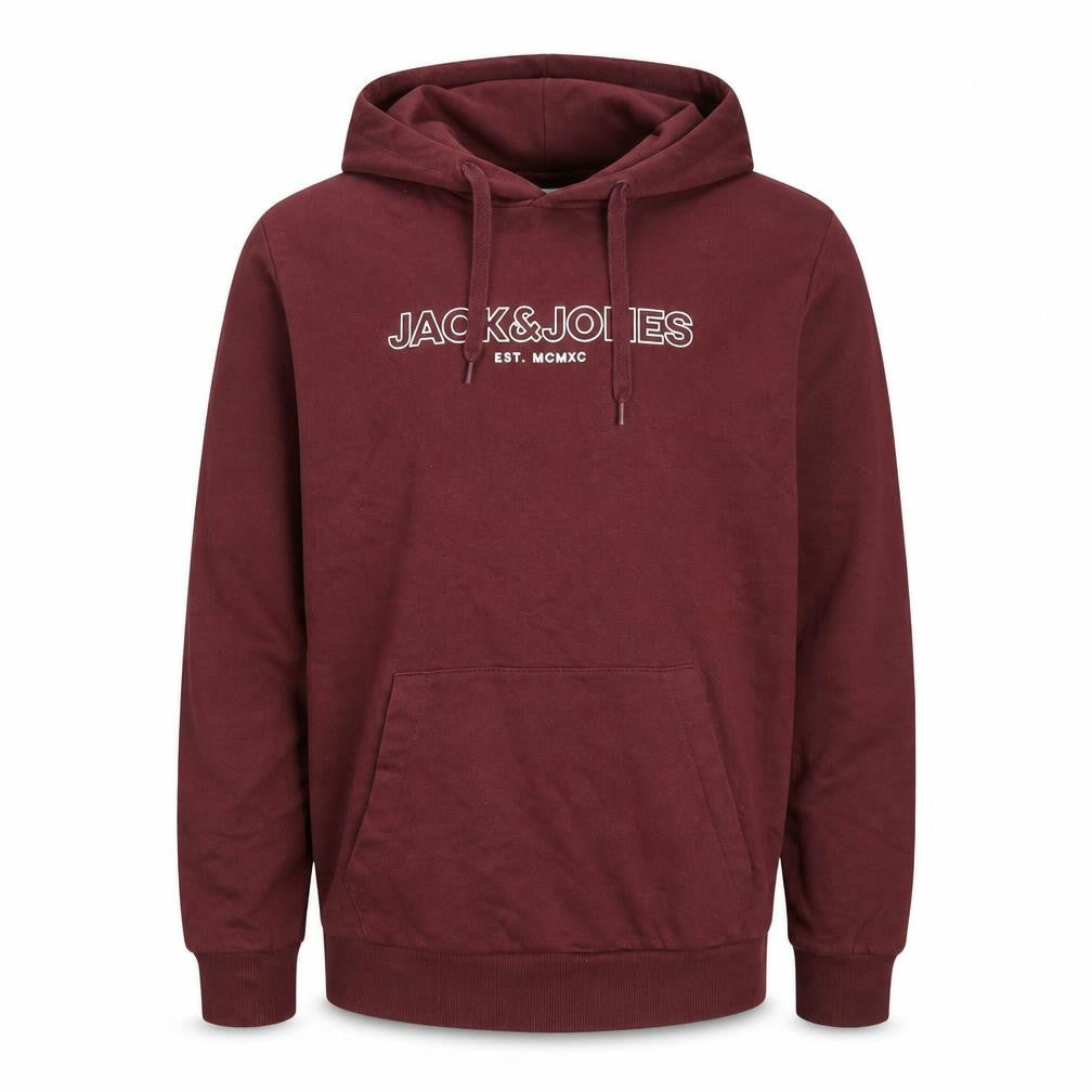 Jack & Jones Men's Red Pullover Hoodie - Graphic Print, Size Regular