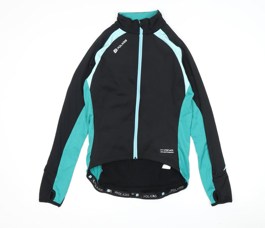 Polaris Women's Black Blue Cycling Windbreaker Jacket Size 8