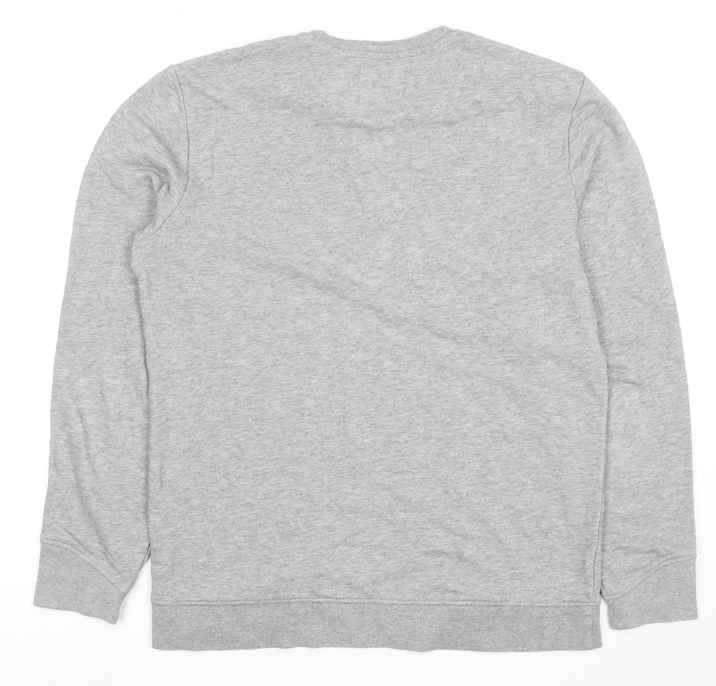 Bershka Men's Grey Marine Quote Graphic Sweatshirt M