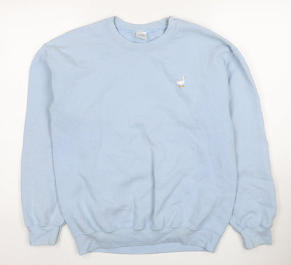 G&G Womens Medium Blue Cotton Pullover Sweatshirt for