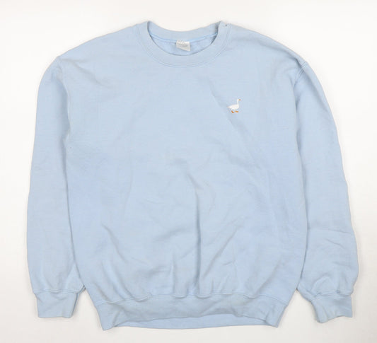 G&G Medium Blue Cotton Pullover Sweatshirt for Unisex Adults