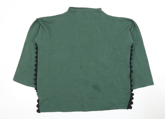 Women's Green Mock Neck 3/4 Sleeve T-Shirt