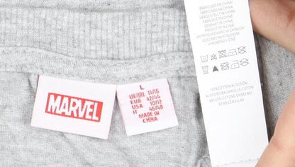 Preloved Marvel Unisex Grey Comic Print T-Shirt L Casual - Detail