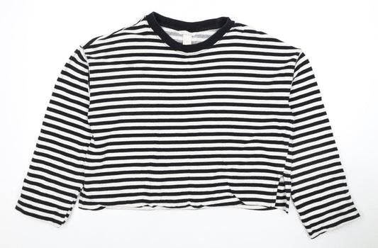 H&M Women's Black White Striped T-Shirt, S