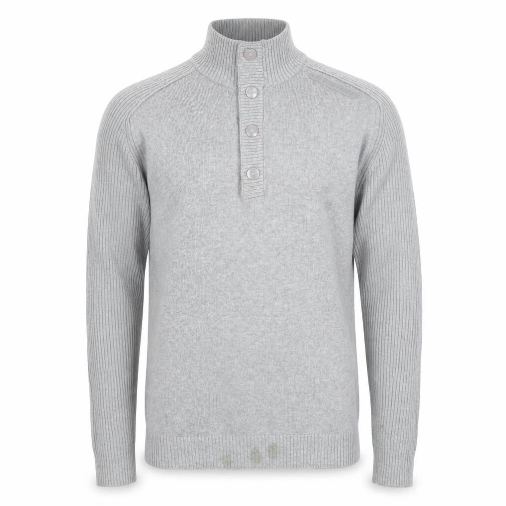 URBAN DISTRICT Men's Grey Henley Jumper Size L