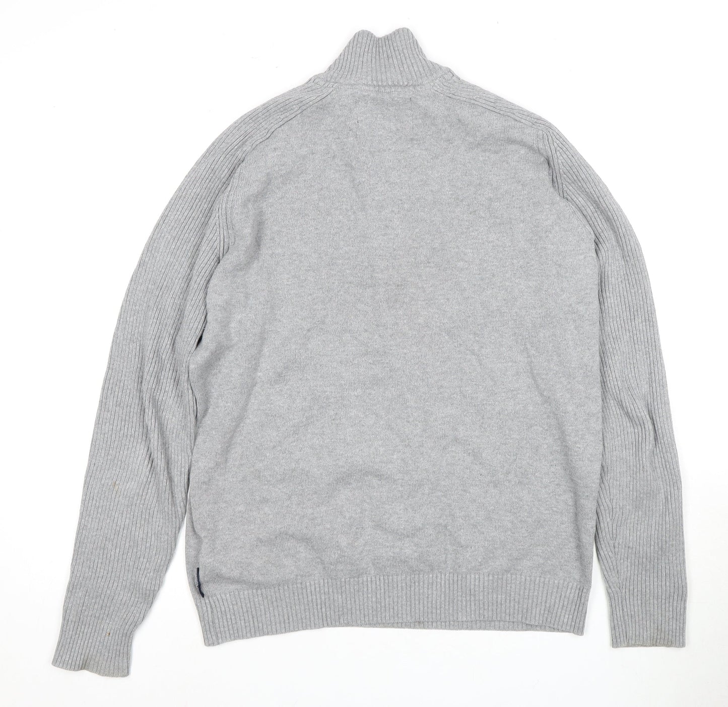 URBAN DISTRICT Men's Grey Henley Jumper Size L