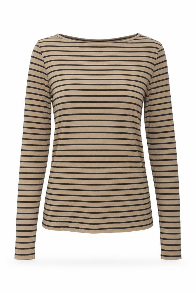 Warehouse Womens Beige Striped Regular Fit Jersey T-Shirt