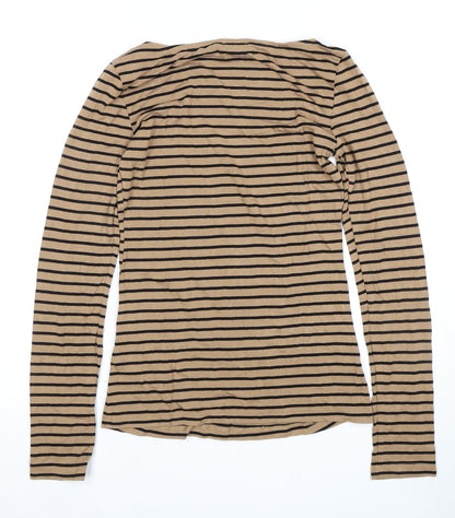 Warehouse Womens Beige Striped Regular Fit Jersey T-Shirt
