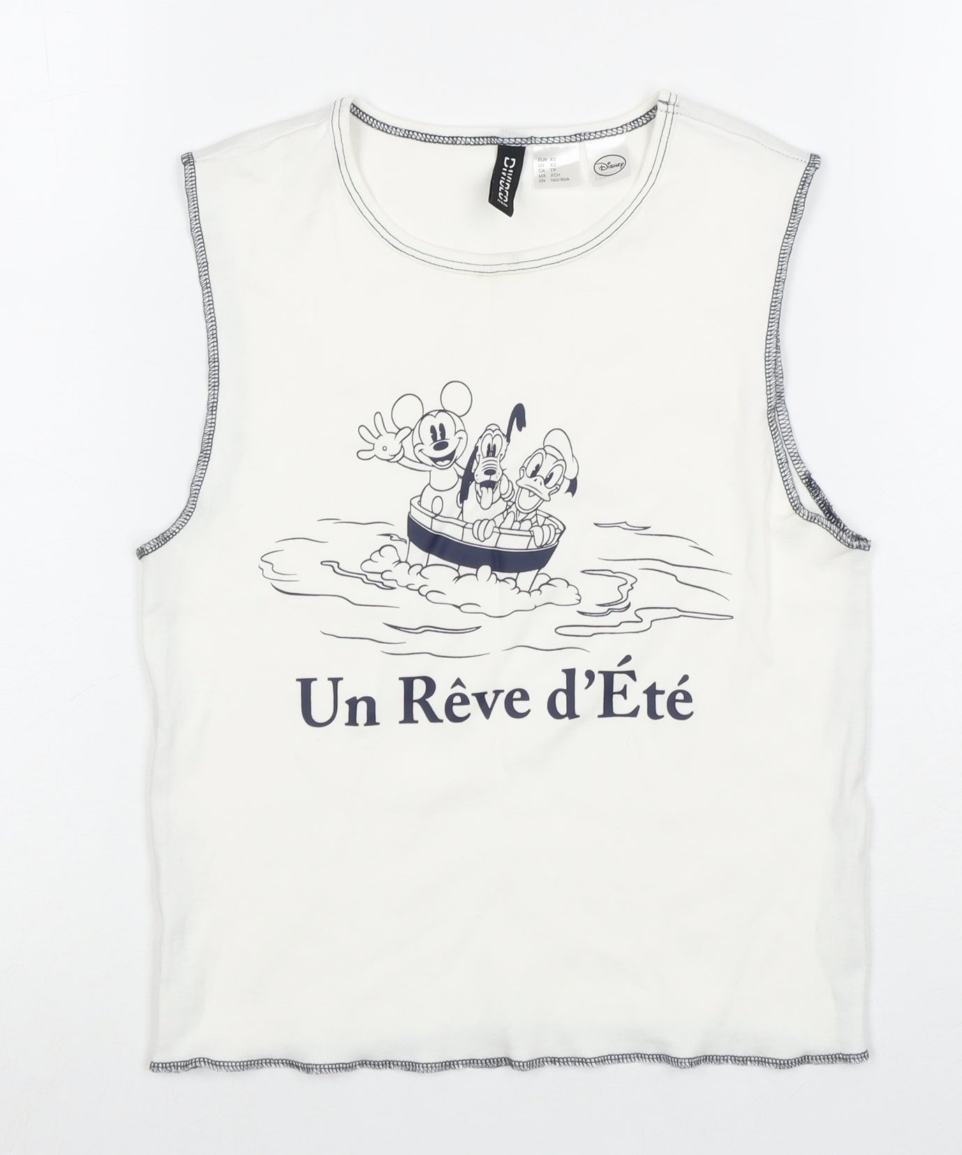 H&M Women White Disney Tank XS Crew Neck Sleeveless