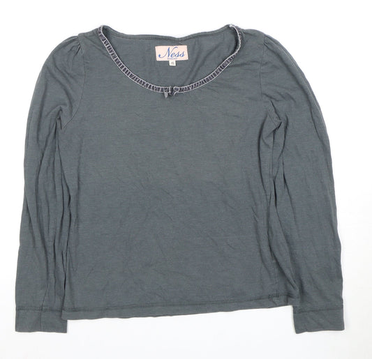 Ness Women's Grey Long Sleeve Basic T-Shirt, Size S