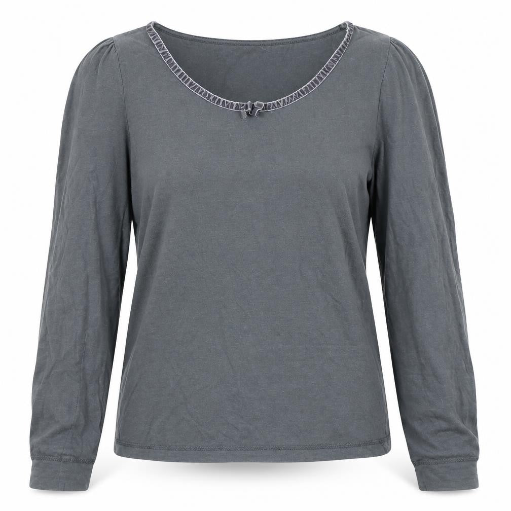 Ness Women's Grey Long Sleeve Basic T-Shirt, Size S