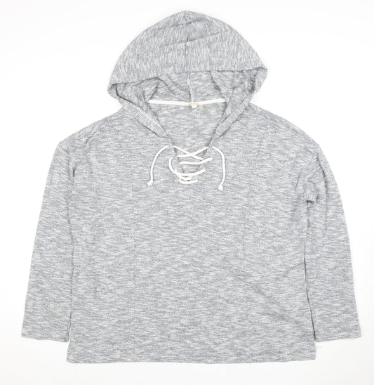 Roxy Women's Grey Pullover Hoodie, Size 12, Lace-Up