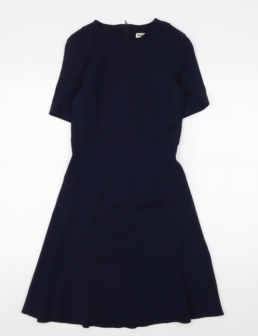 Whistles Women's Blue Fit & Flare Knee Length Dress, Size 8