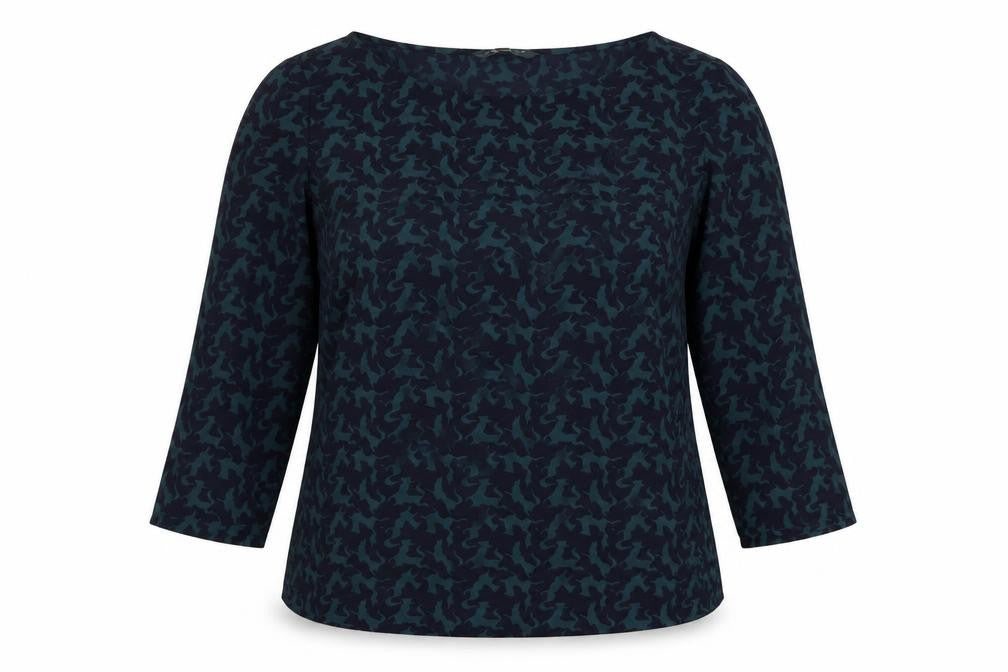 Laura Ashley Women's Blue Camouflage Blouse Size 14