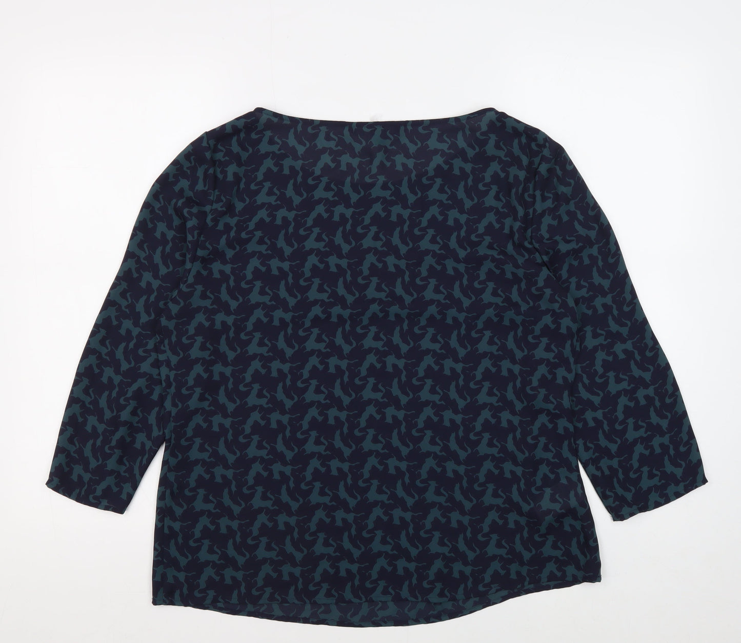 Laura Ashley Women's Blue Camouflage Blouse Size 14
