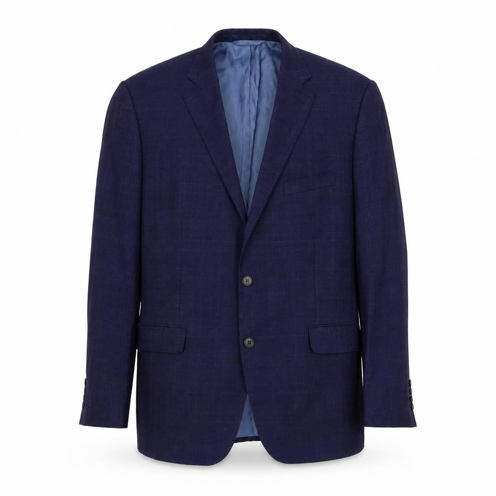 Moss 1851 Men's Blue Checked Blazer, 46 Regular