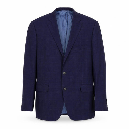 Moss 1851 Men's Blue Checked Blazer, 46 Regular