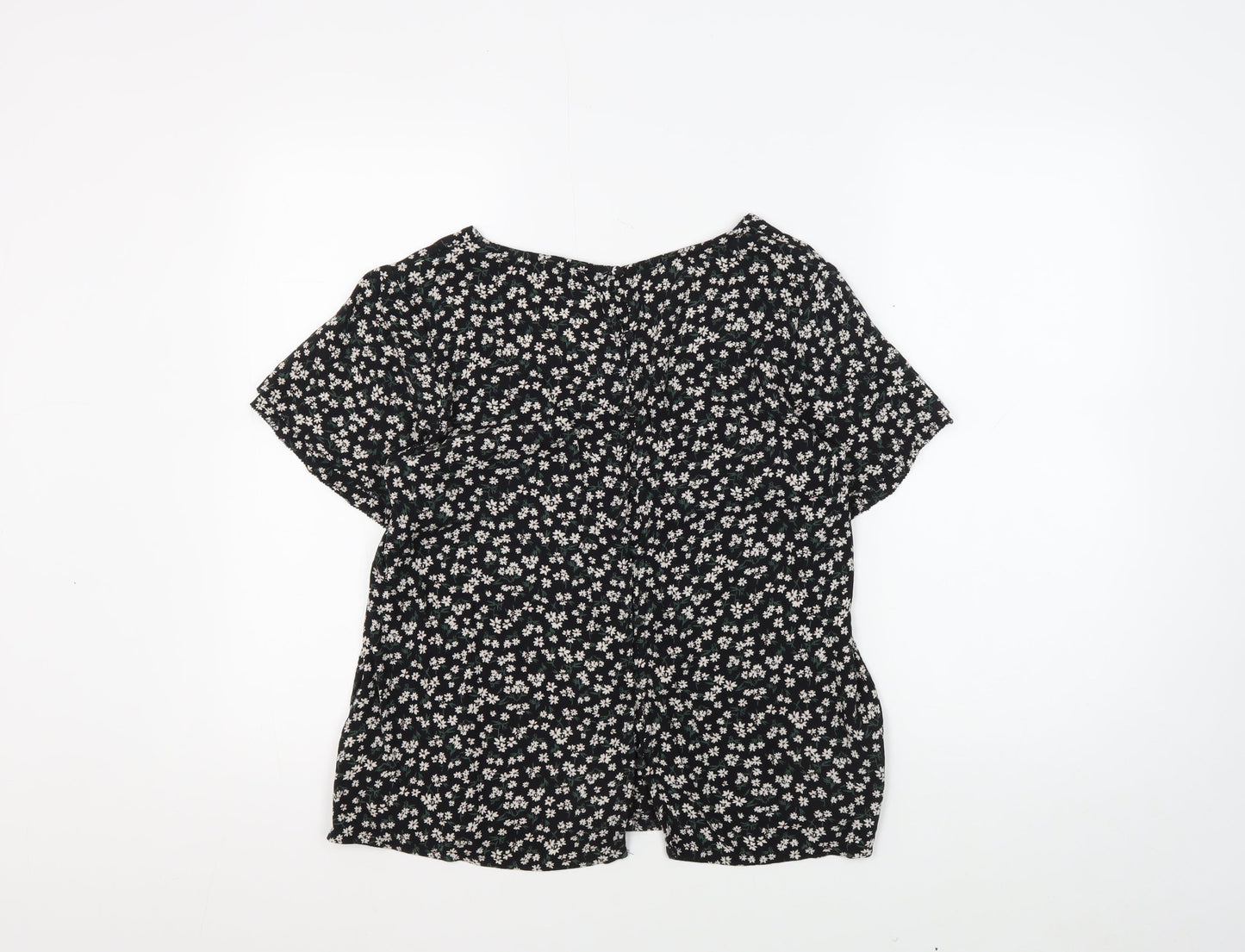 Fat Face Women's Black Floral Blouse Size 8 Tunic Style