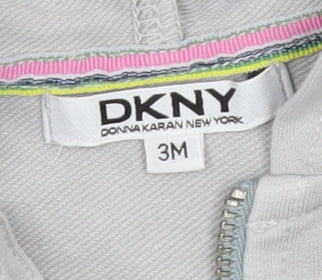 Preloved DKNY Unisex Baby Grey Hooded Jacket 0-3 Months - Label