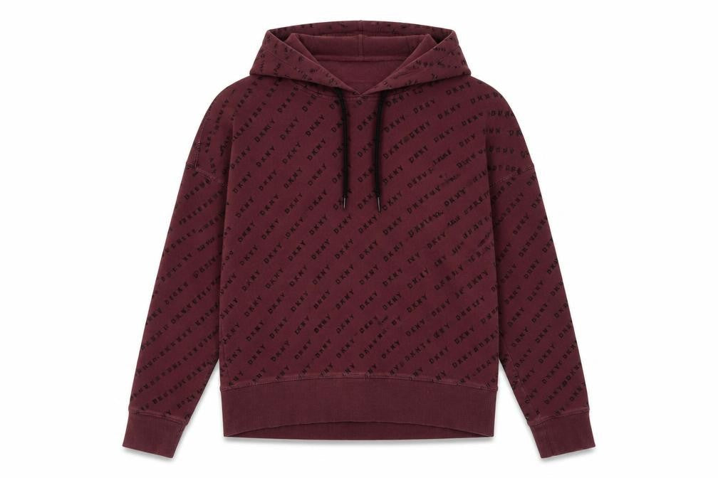 DKNY Women's Brown Logo Pullover Hoodie XS