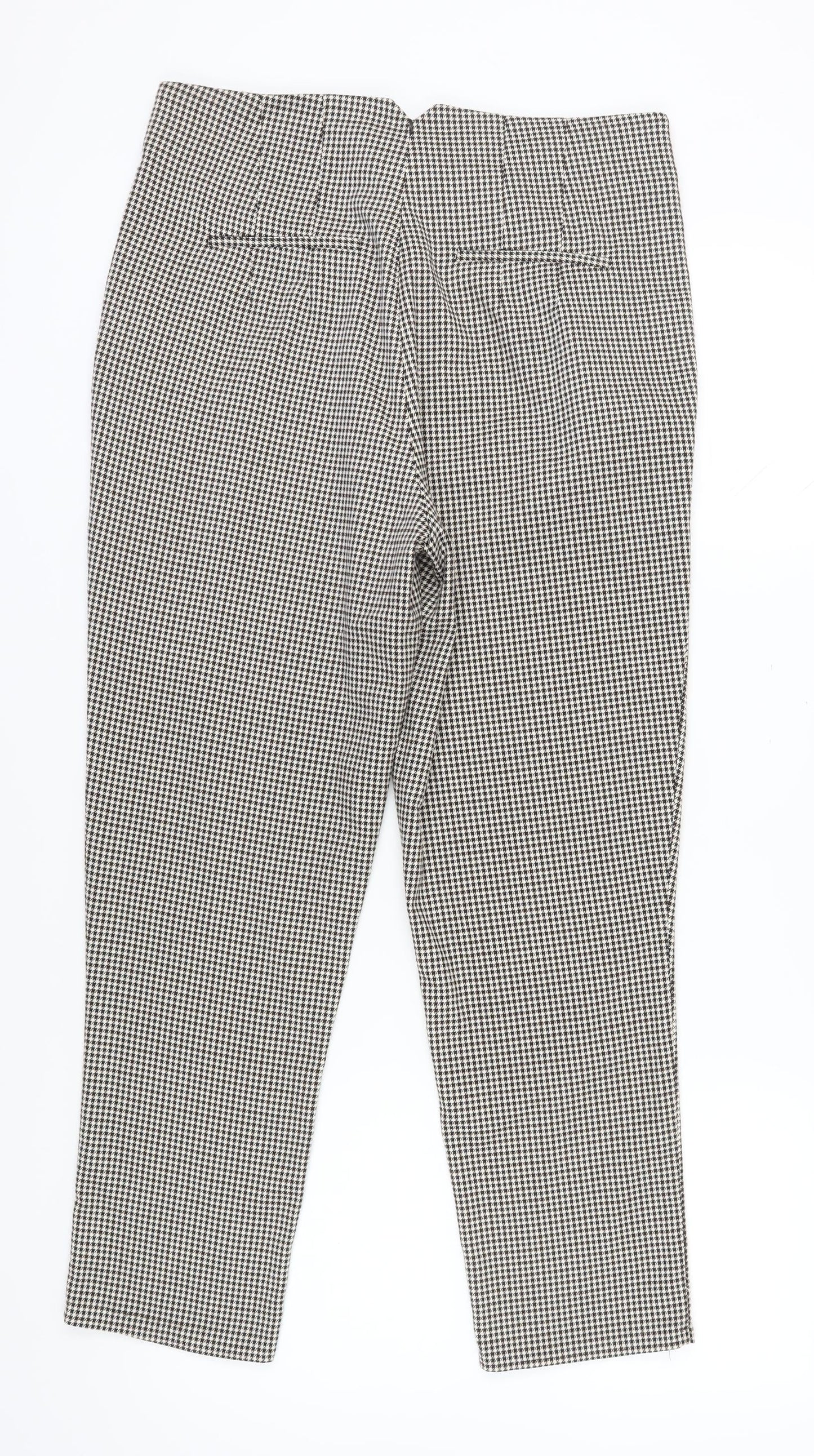 Next Women's Black Houndstooth Cropped Trousers Size 14