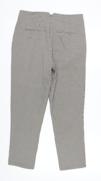 Next Women's Black Houndstooth Cropped Trousers Size 14