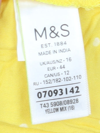 Marks and Spencer Yellow Polka Dot Blouse - Size 16