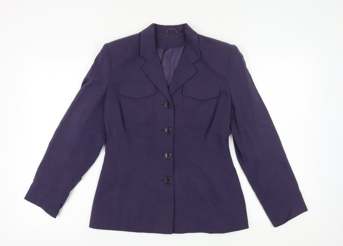 Additional front view of Principles Women's Purple Blazer, size 10