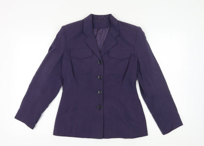 Additional front view of Principles Women's Purple Blazer, size 10