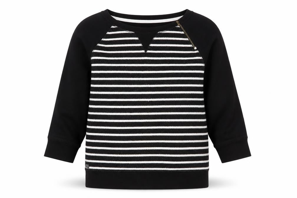 Lauren Jeans Co. Women's Black Striped Pullover Sweatshirt L
