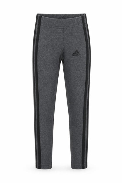 Front view of Adidas girls’ grey ankle leggings, size 4-5y elastic waist