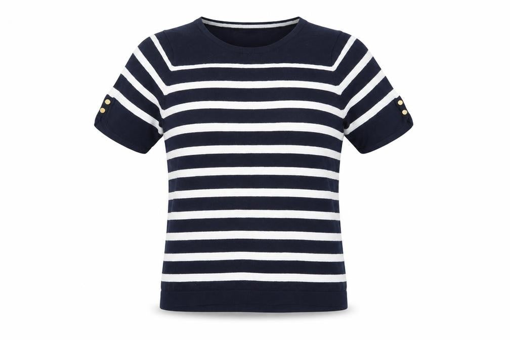 Isle Women's Blue Striped T-Shirt Size 10