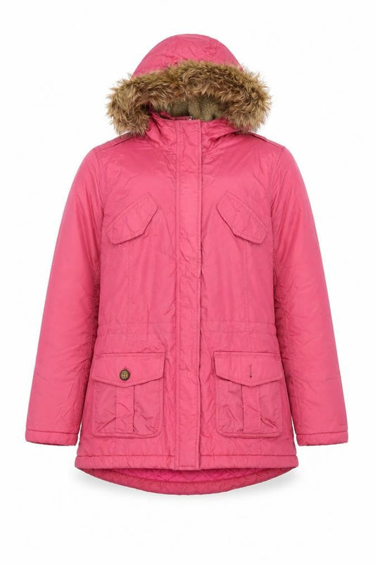 Lands' End Girls Pink Parka Jacket Size 14 Winter Hooded
