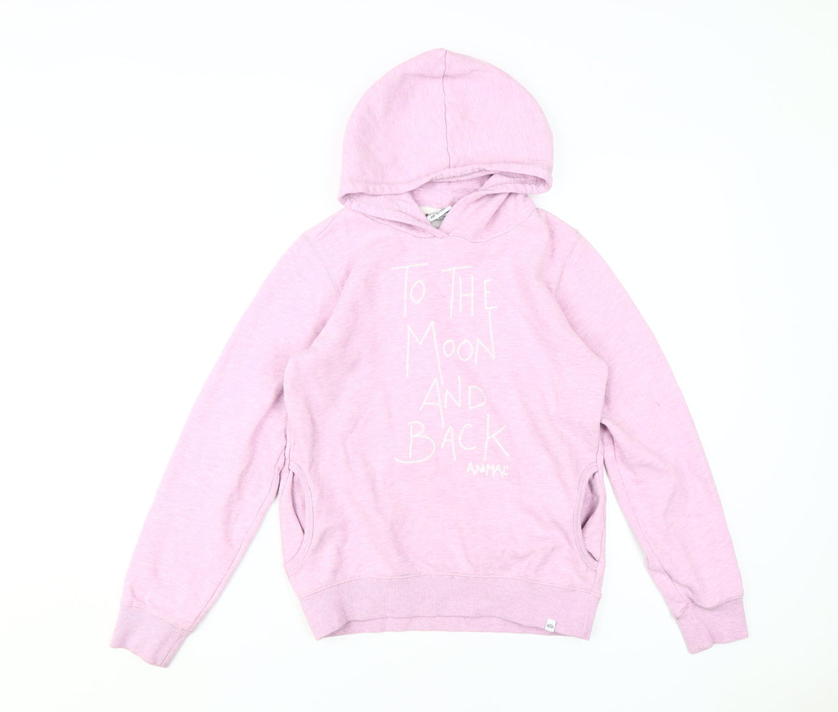 Additional front view of Animal girls’ pink pullover hoodie, 13-14 years, cosmic theme