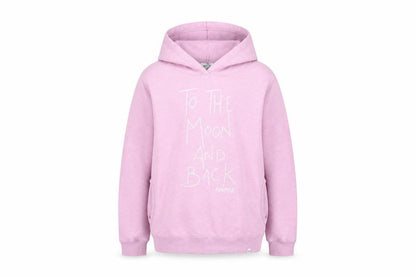 Front view of Animal girls’ pink pullover hoodie, 13-14 years, cosmic theme