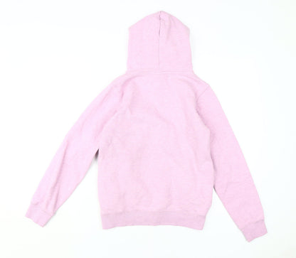 Back view of Animal girls’ pink pullover hoodie, 13-14 years, cosmic theme