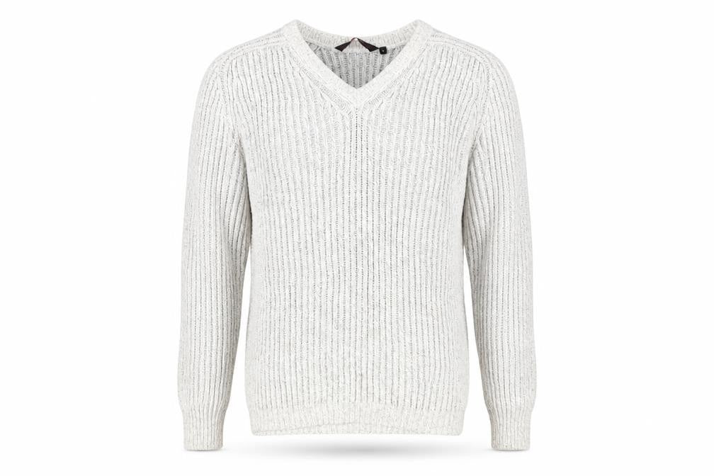 Jeff Banks Men's White V-Neck Pullover Jumper L
