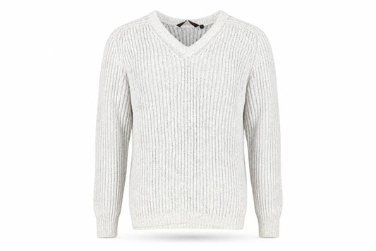 Jeff Banks Men's White V-Neck Pullover Jumper L