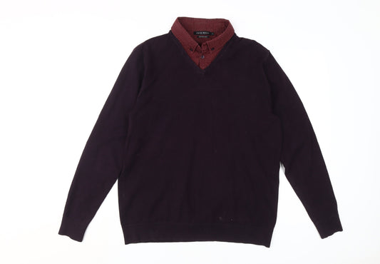 Jack Reid Men's Black V-Neck Pullover Jumper M