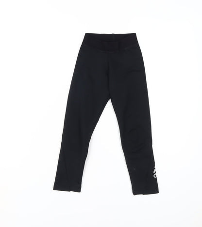 Additional front view of Adidas girls’ black compression leggings 5-6y athletic fit