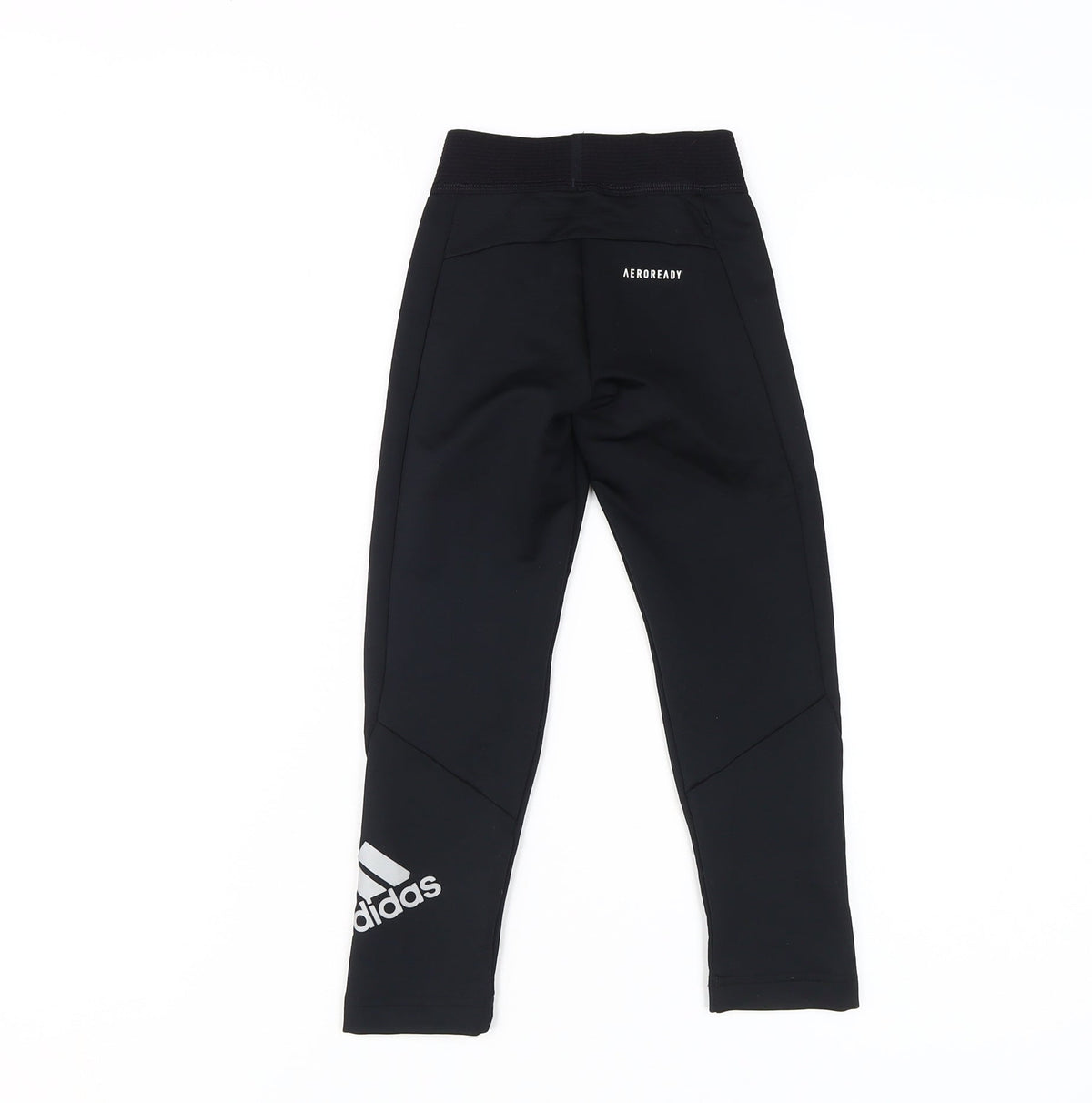Back view of Adidas girls’ black compression leggings 5-6y athletic fit