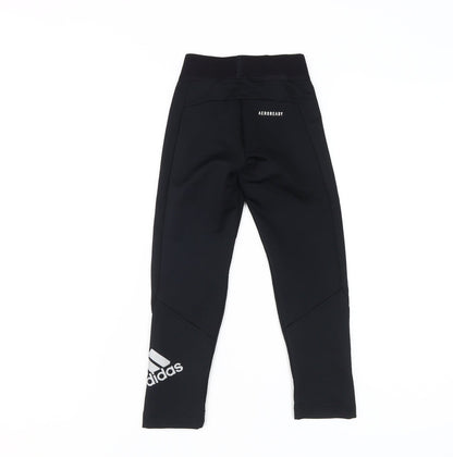 Back view of Adidas girls’ black compression leggings 5-6y athletic fit