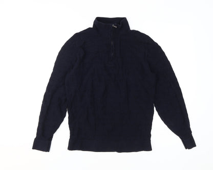 Additional front view of Massimo Dutti Men's Blue Cable-Knit Pullover S