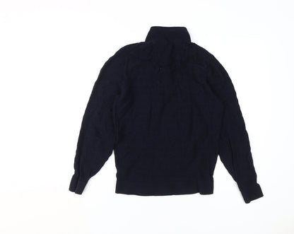 Back view of Massimo Dutti Men's Blue Cable-Knit Pullover S