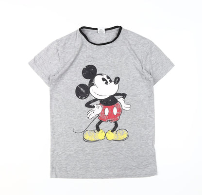 Preloved Disney Women's Grey Mickey Mouse T-Shirt Size 6 - Front