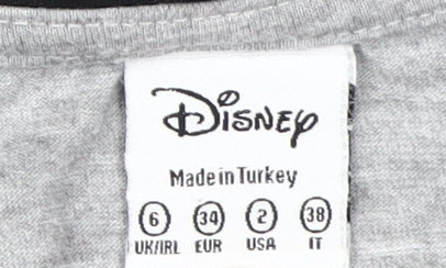 Preloved Disney Women's Grey Mickey Mouse T-Shirt Size 6 - Detail